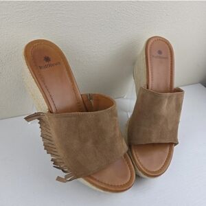 Ruff Hewn Wyatt Women's Fringe Wedge Shoes Sandals size 11
